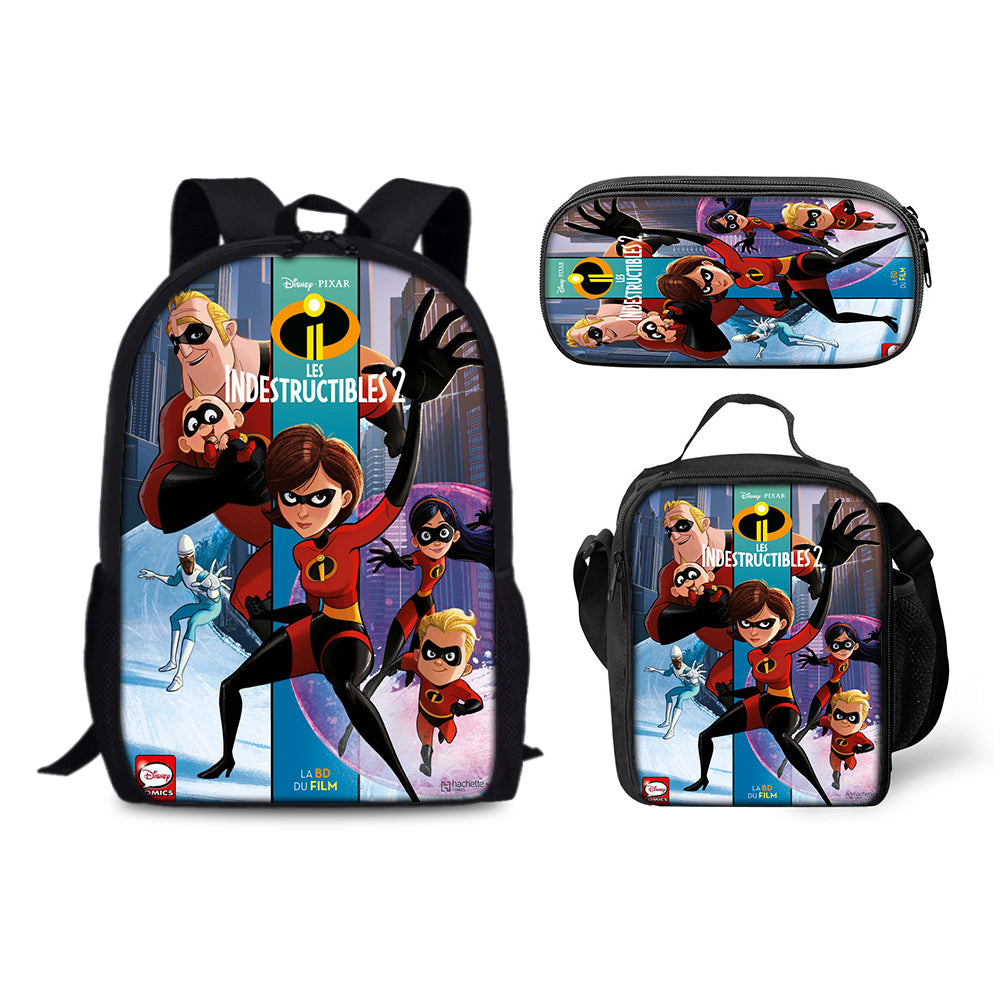 The Incredibles Schoolbag Backpack Lunch Bag Pencil Case 3pcs Set Gift for Kids Students