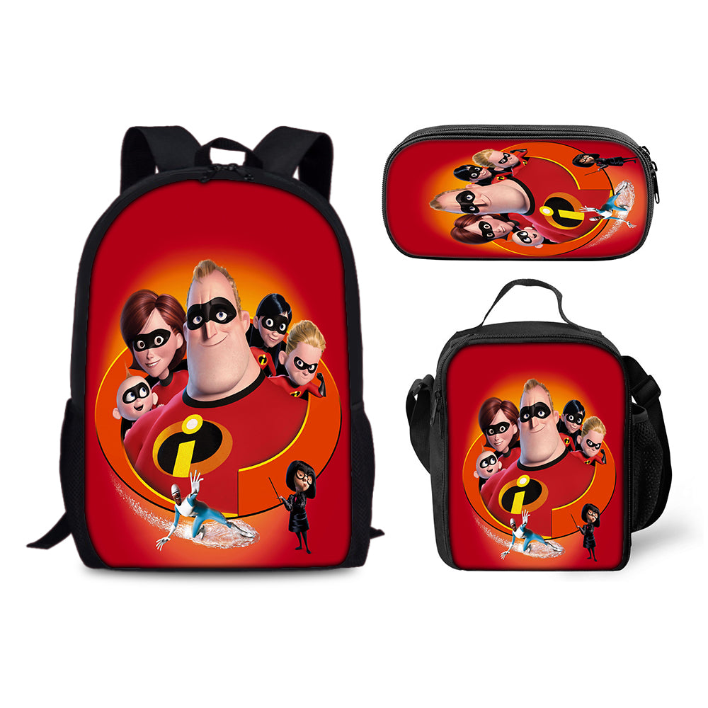 The Incredibles Schoolbag Backpack Lunch Bag Pencil Case 3pcs Set Gift for Kids Students