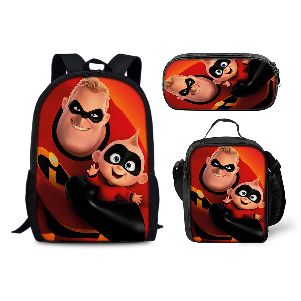 The Incredibles Schoolbag Backpack Lunch Bag Pencil Case 3pcs Set Gift for Kids Students