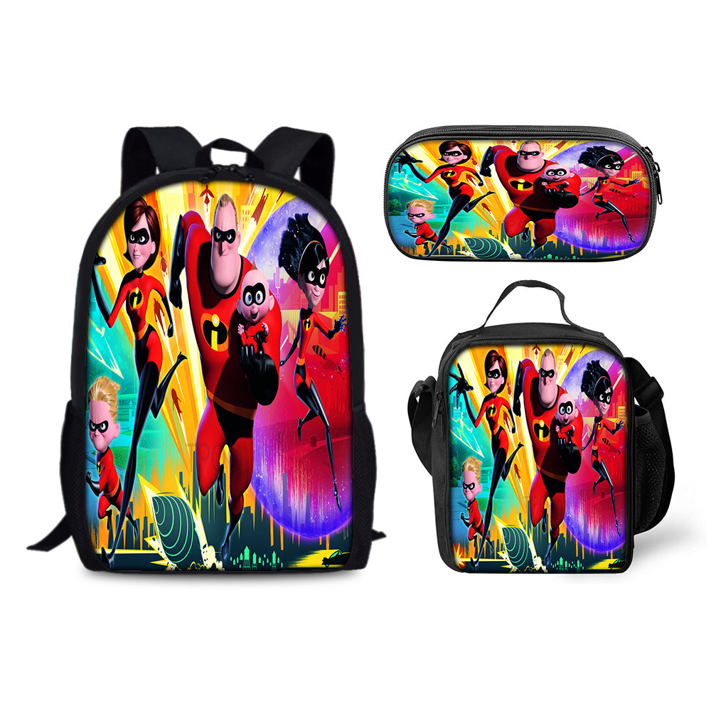 The Incredibles Schoolbag Backpack Lunch Bag Pencil Case 3pcs Set Gift for Kids Students