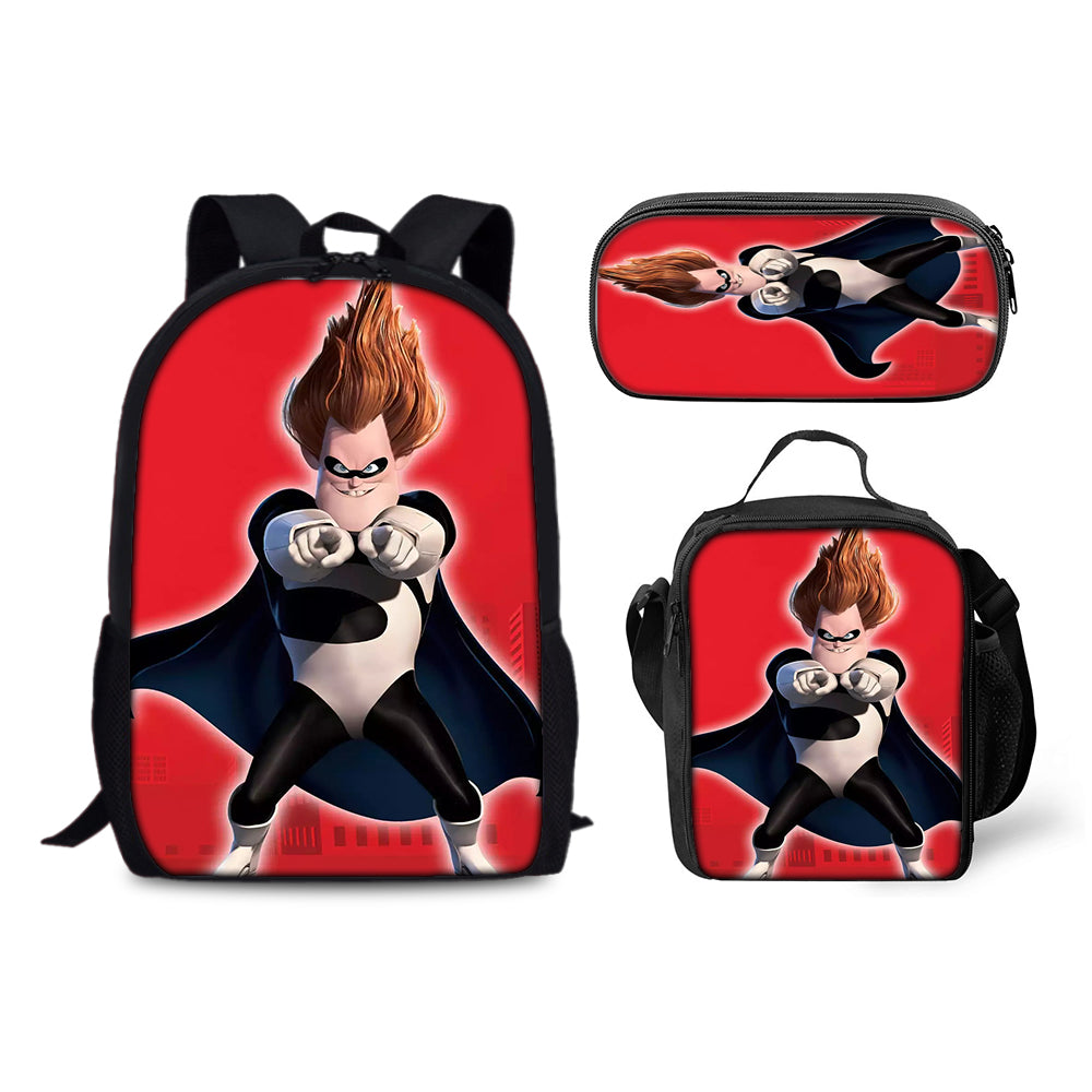 The Incredibles Schoolbag Backpack Lunch Bag Pencil Case 3pcs Set Gift for Kids Students