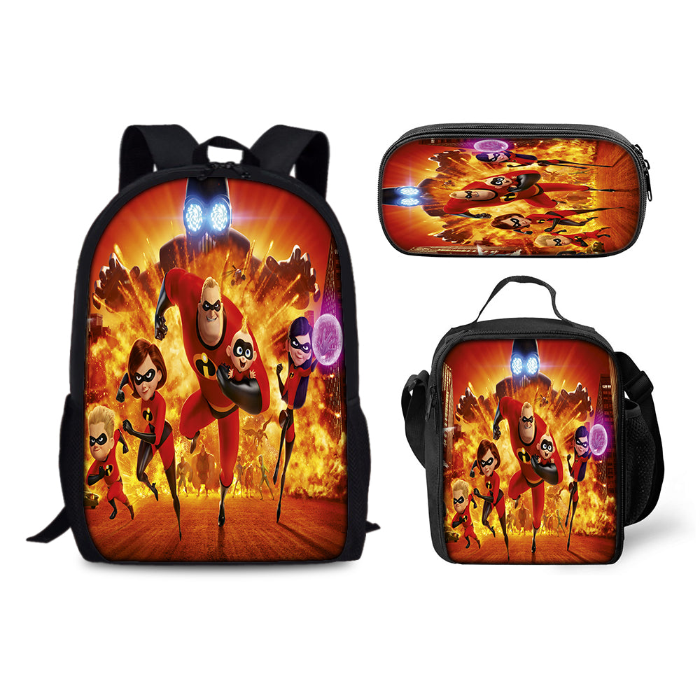 The Incredibles Schoolbag Backpack Lunch Bag Pencil Case 3pcs Set Gift for Kids Students