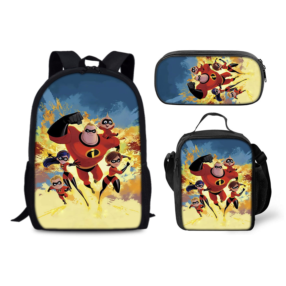 The Incredibles Schoolbag Backpack Lunch Bag Pencil Case 3pcs Set Gift for Kids Students