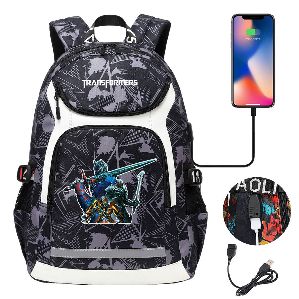 Transformers USB Charging Backpack School NoteBook Laptop Travel Bags