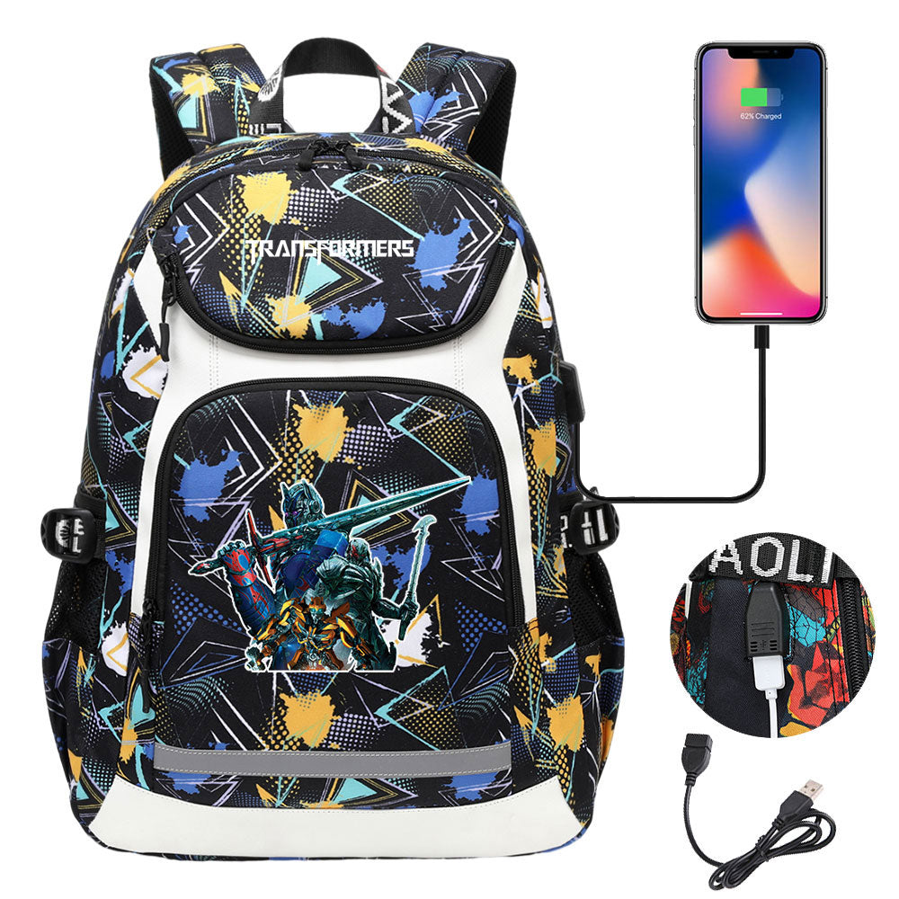 Transformers USB Charging Backpack School NoteBook Laptop Travel Bags