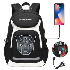 Transformers USB Charging Backpack School NoteBook Laptop Travel Bags