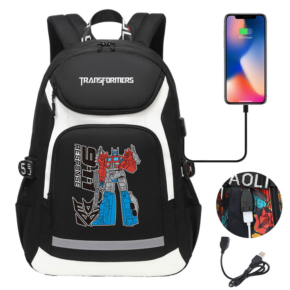 Transformers USB Charging Backpack School NoteBook Laptop Travel Bags