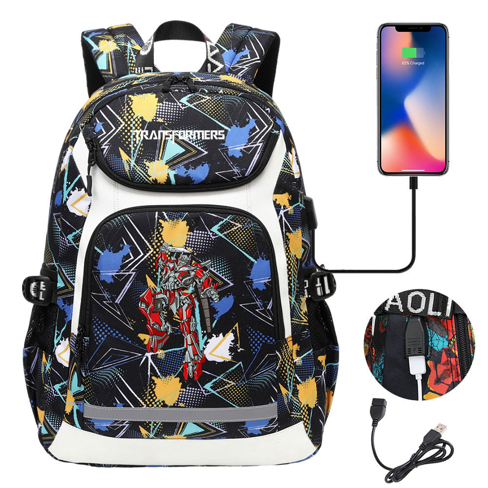 Transformers USB Charging Backpack School NoteBook Laptop Travel Bags