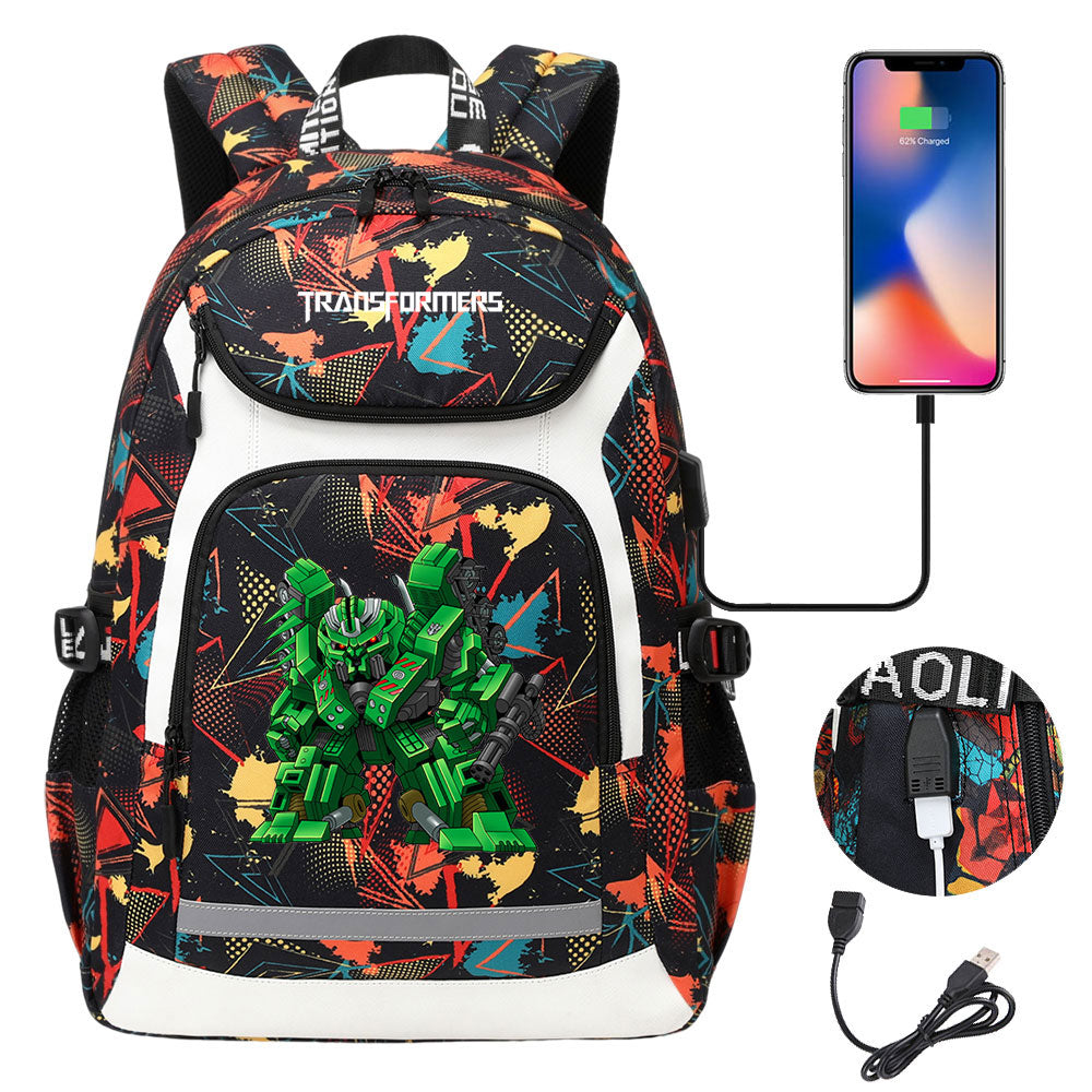 Transformers USB Charging Backpack School NoteBook Laptop Travel Bags