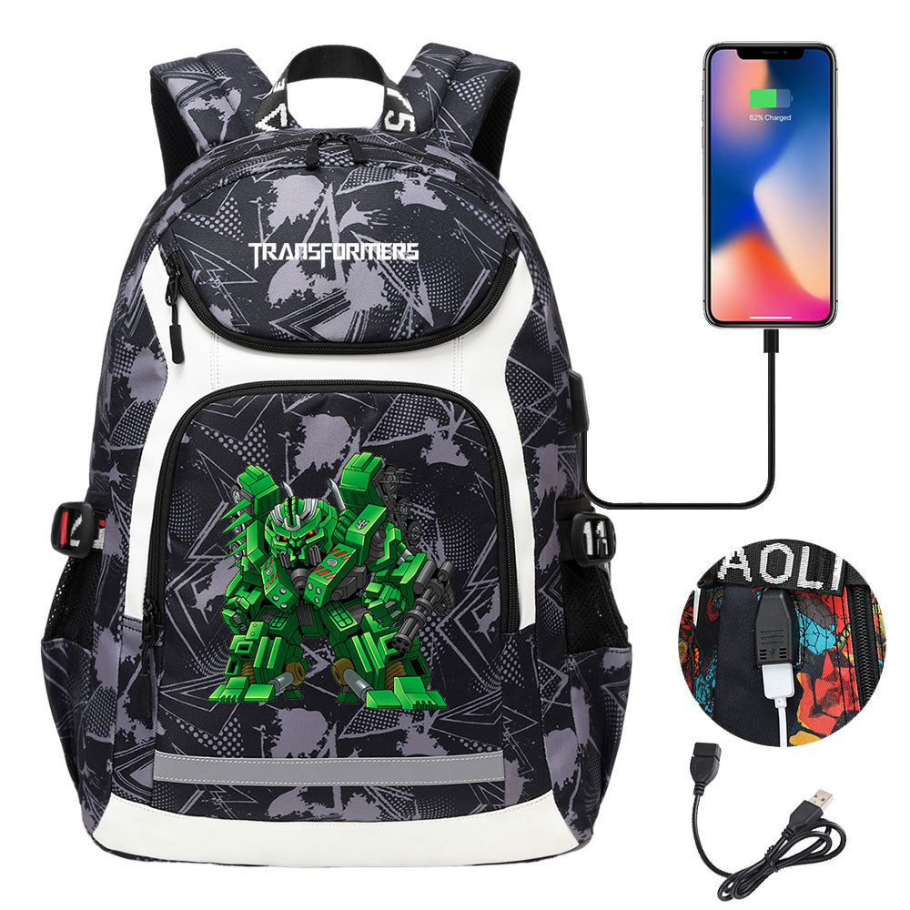 Transformers USB Charging Backpack School NoteBook Laptop Travel Bags