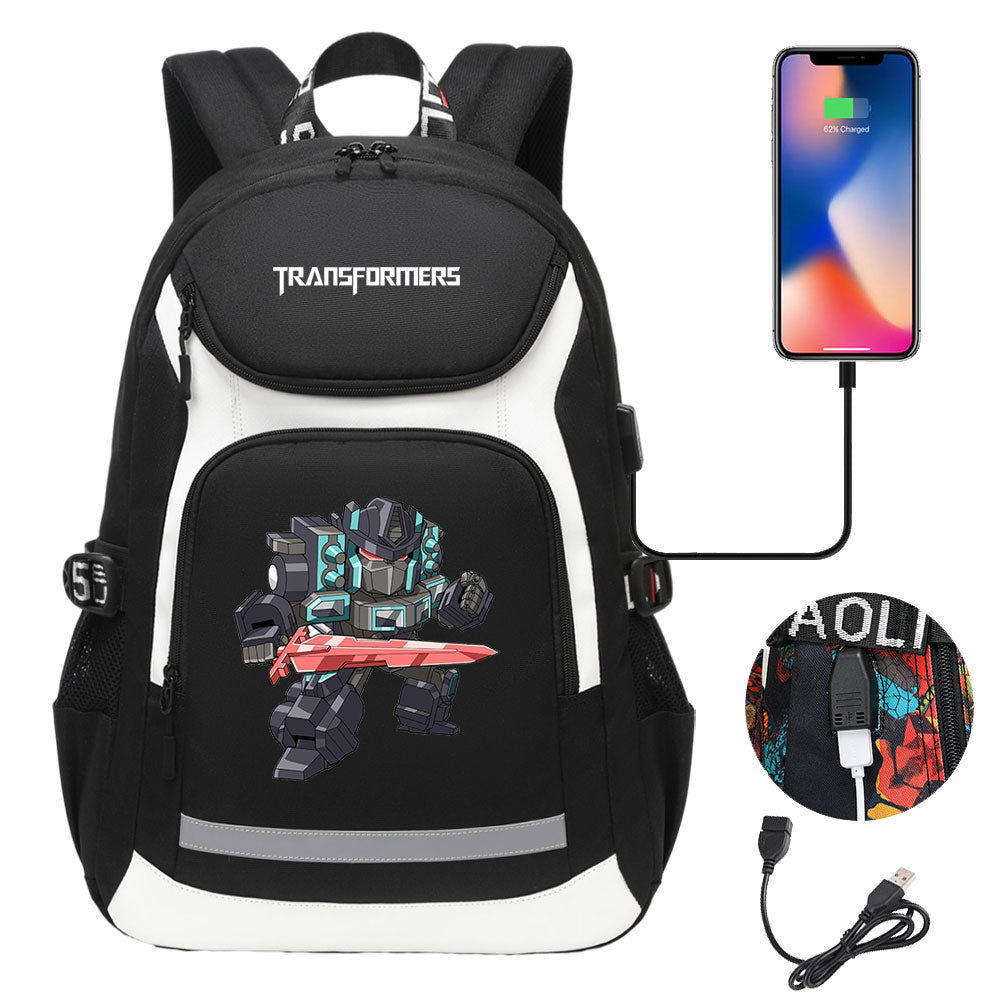 Transformers USB Charging Backpack School NoteBook Laptop Travel Bags