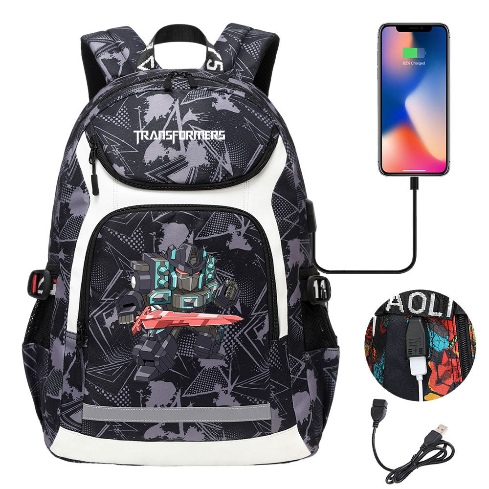 Transformers USB Charging Backpack School NoteBook Laptop Travel Bags