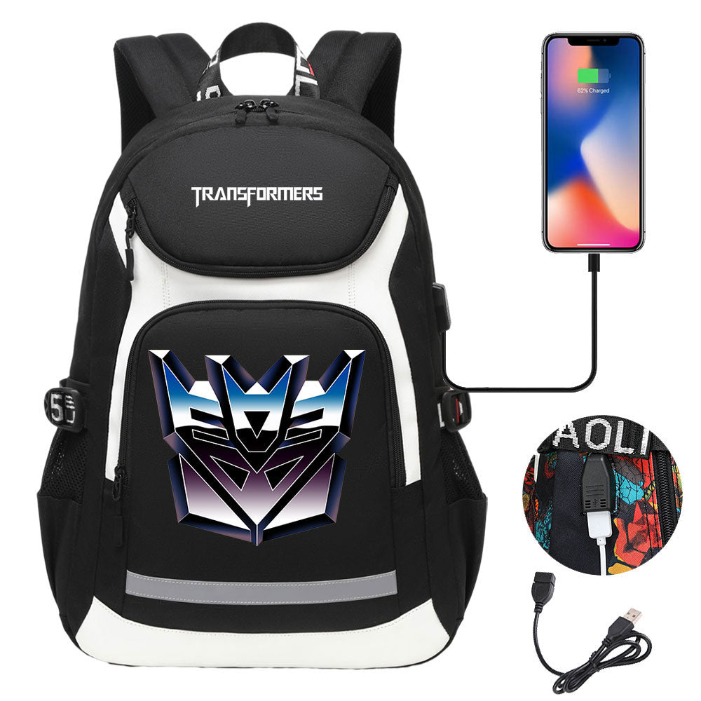 Transformers USB Charging Backpack School NoteBook Laptop Travel Bags