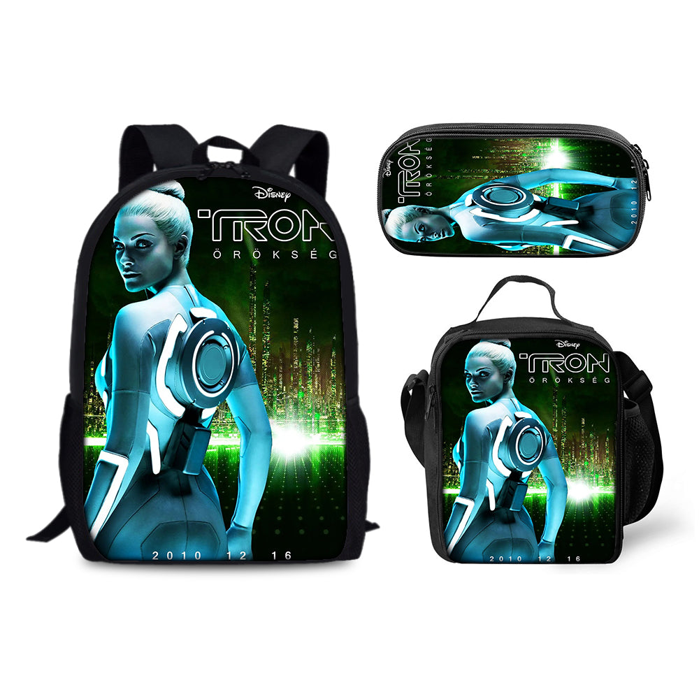 Tron Legacy Schoolbag Backpack Lunch Bag Pencil Case 3pcs Set Gift for Kids Students