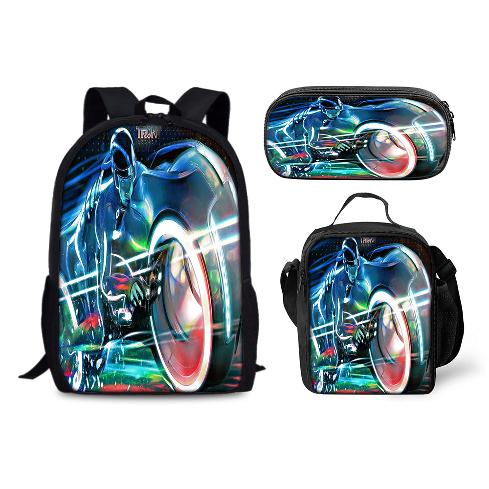 Tron Legacy Schoolbag Backpack Lunch Bag Pencil Case 3pcs Set Gift for Kids Students