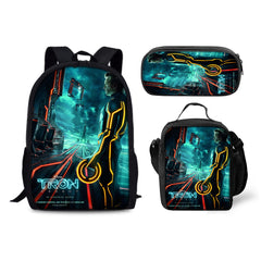 Tron Legacy Schoolbag Backpack Lunch Bag Pencil Case 3pcs Set Gift for Kids Students