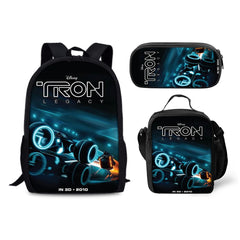 Tron Legacy Schoolbag Backpack Lunch Bag Pencil Case 3pcs Set Gift for Kids Students