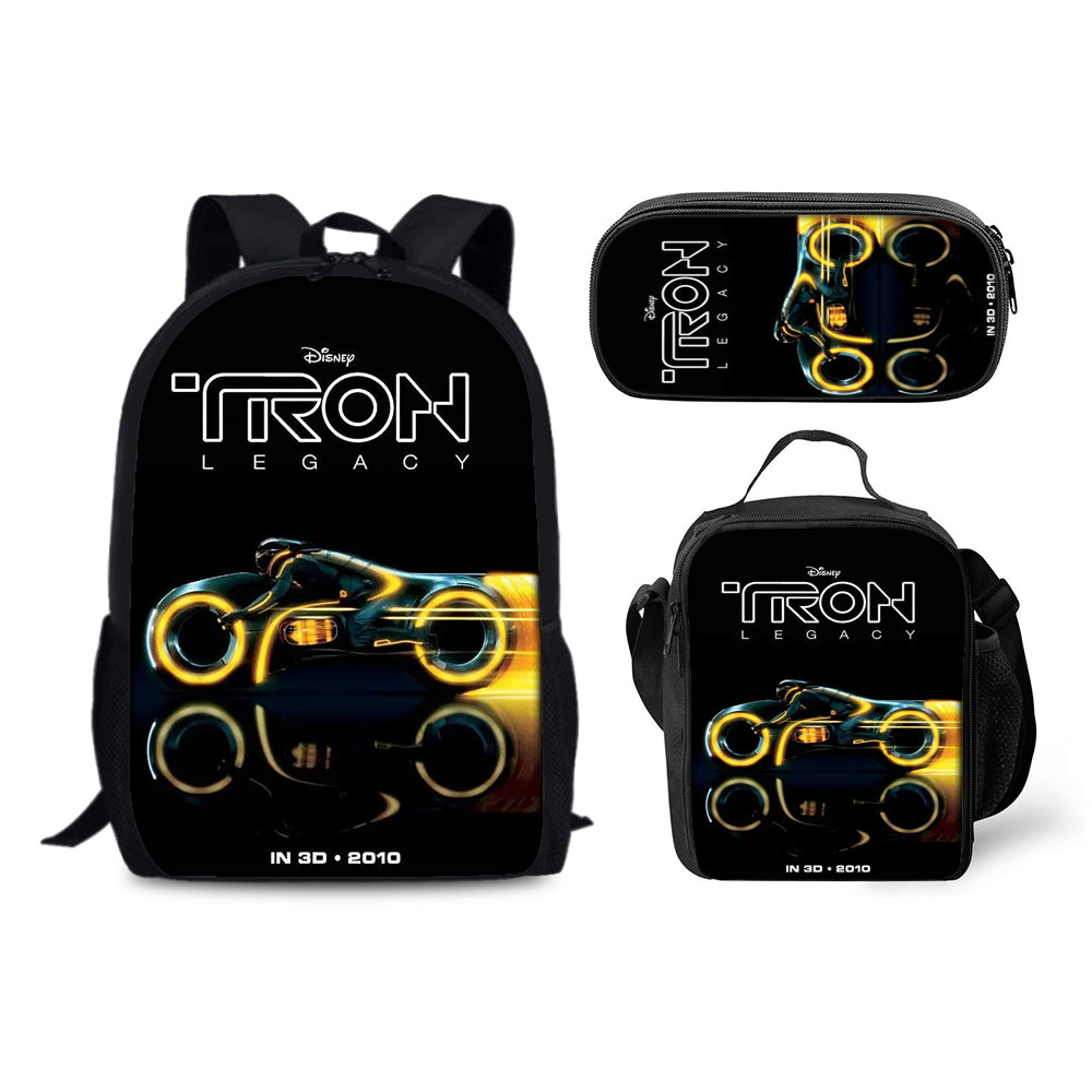 Tron Legacy Schoolbag Backpack Lunch Bag Pencil Case 3pcs Set Gift for Kids Students