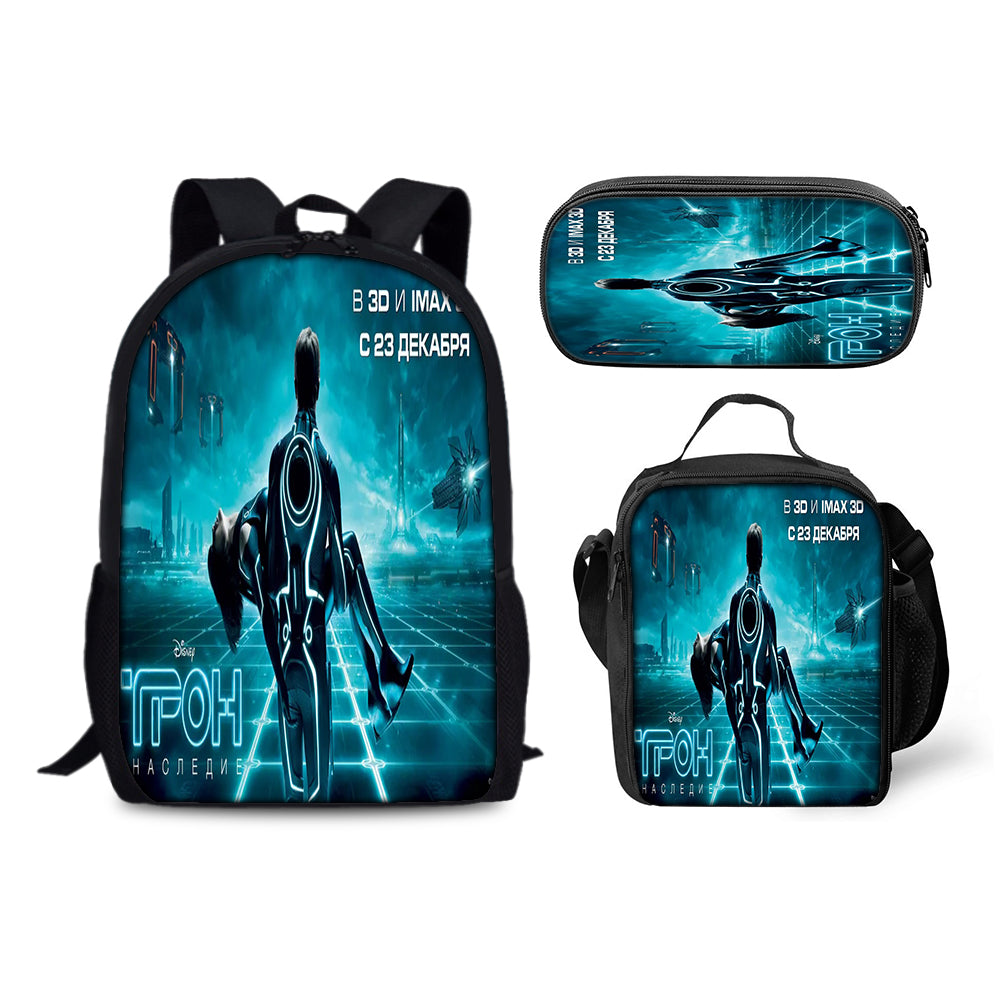 Tron Legacy Schoolbag Backpack Lunch Bag Pencil Case 3pcs Set Gift for Kids Students