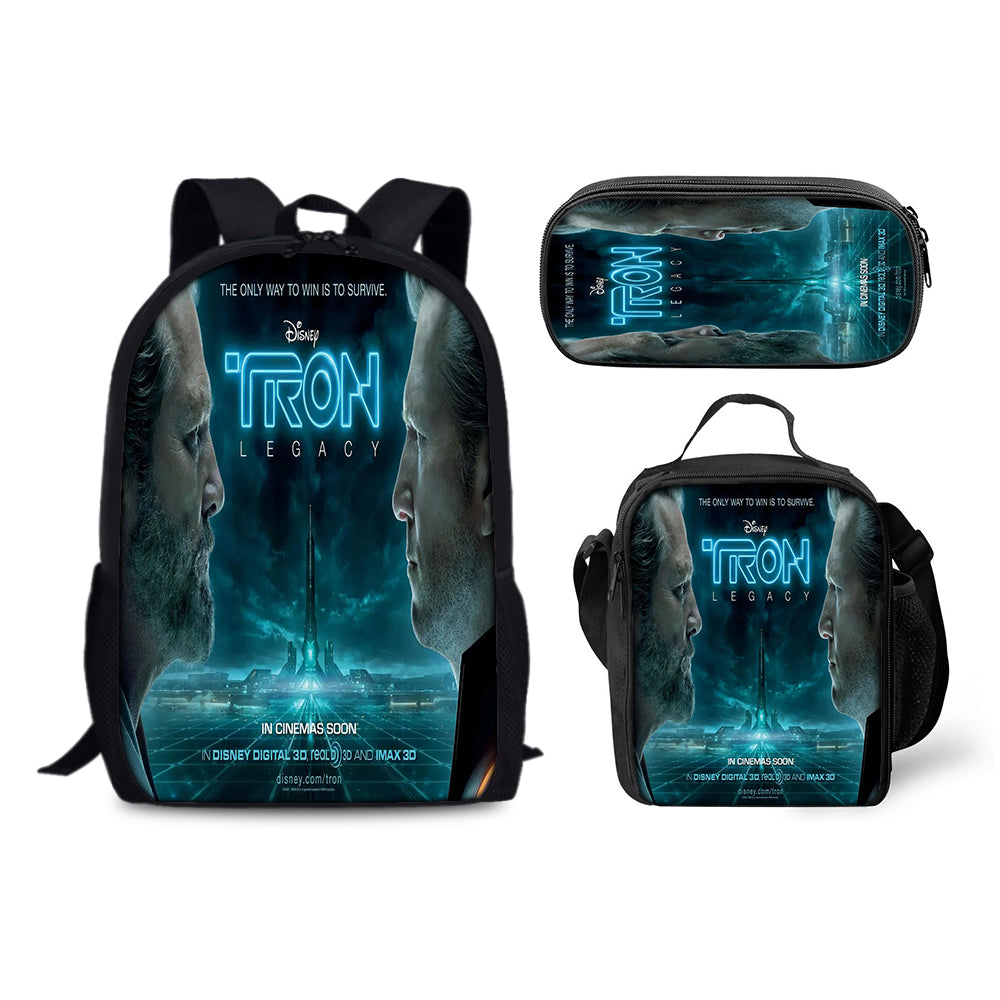 Tron Legacy Schoolbag Backpack Lunch Bag Pencil Case 3pcs Set Gift for Kids Students