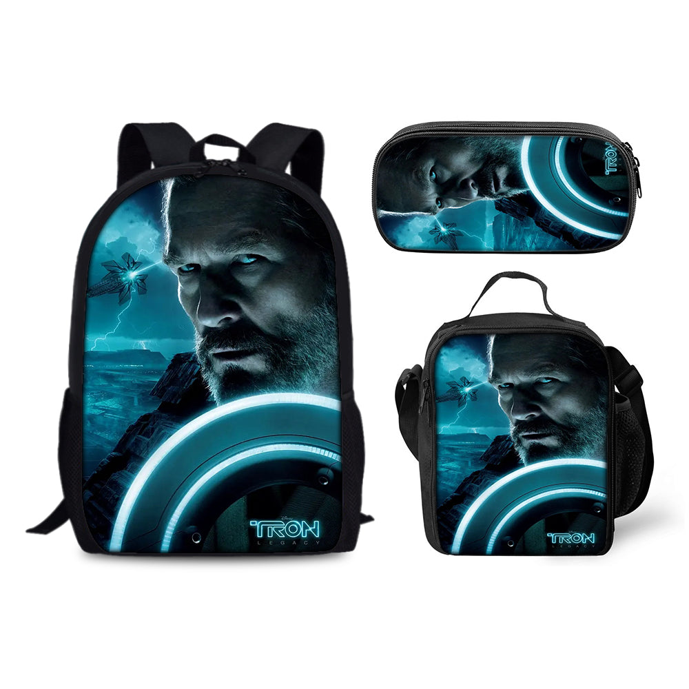 Tron Legacy Schoolbag Backpack Lunch Bag Pencil Case 3pcs Set Gift for Kids Students