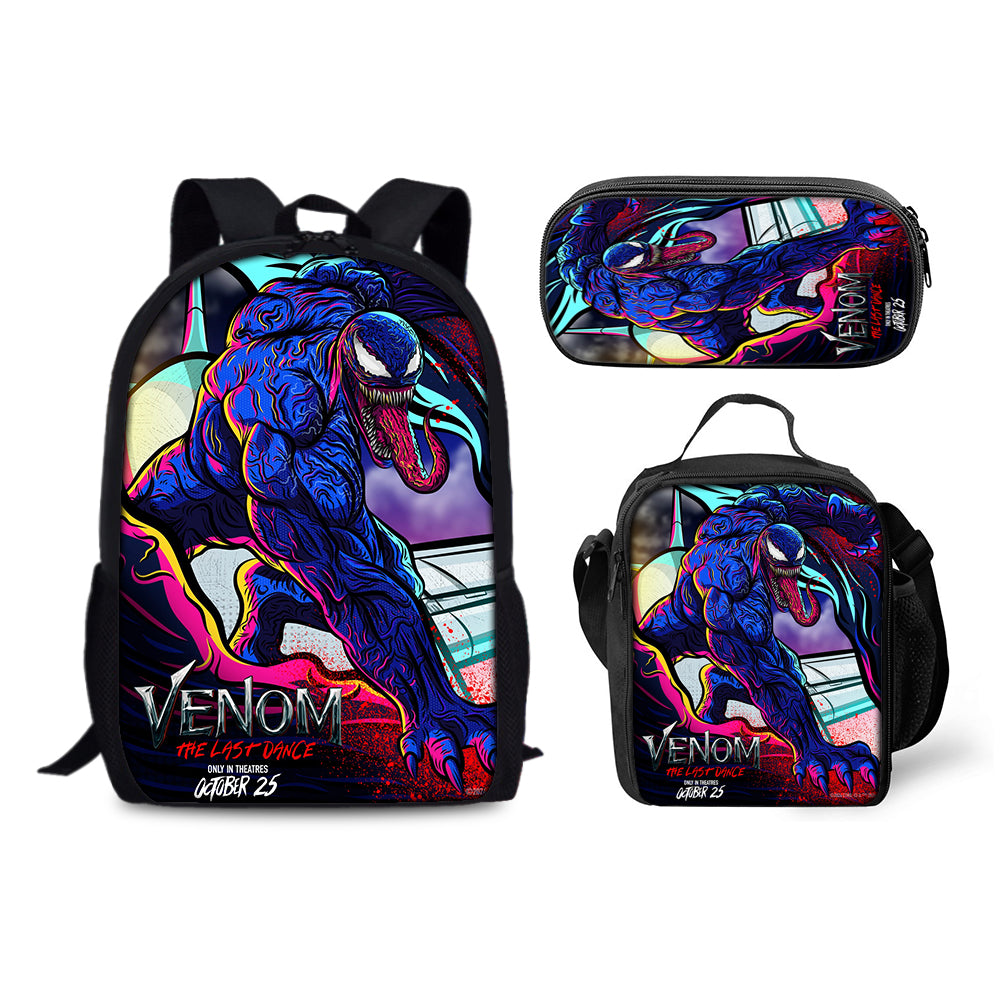 Venom The Last Dance Schoolbag Backpack Lunch Bag Pencil Case 3pcs Set Gift for Kids Students