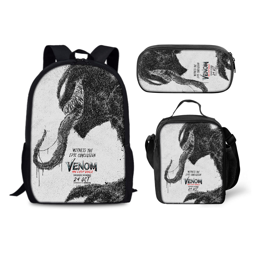 Venom The Last Dance Schoolbag Backpack Lunch Bag Pencil Case 3pcs Set Gift for Kids Students