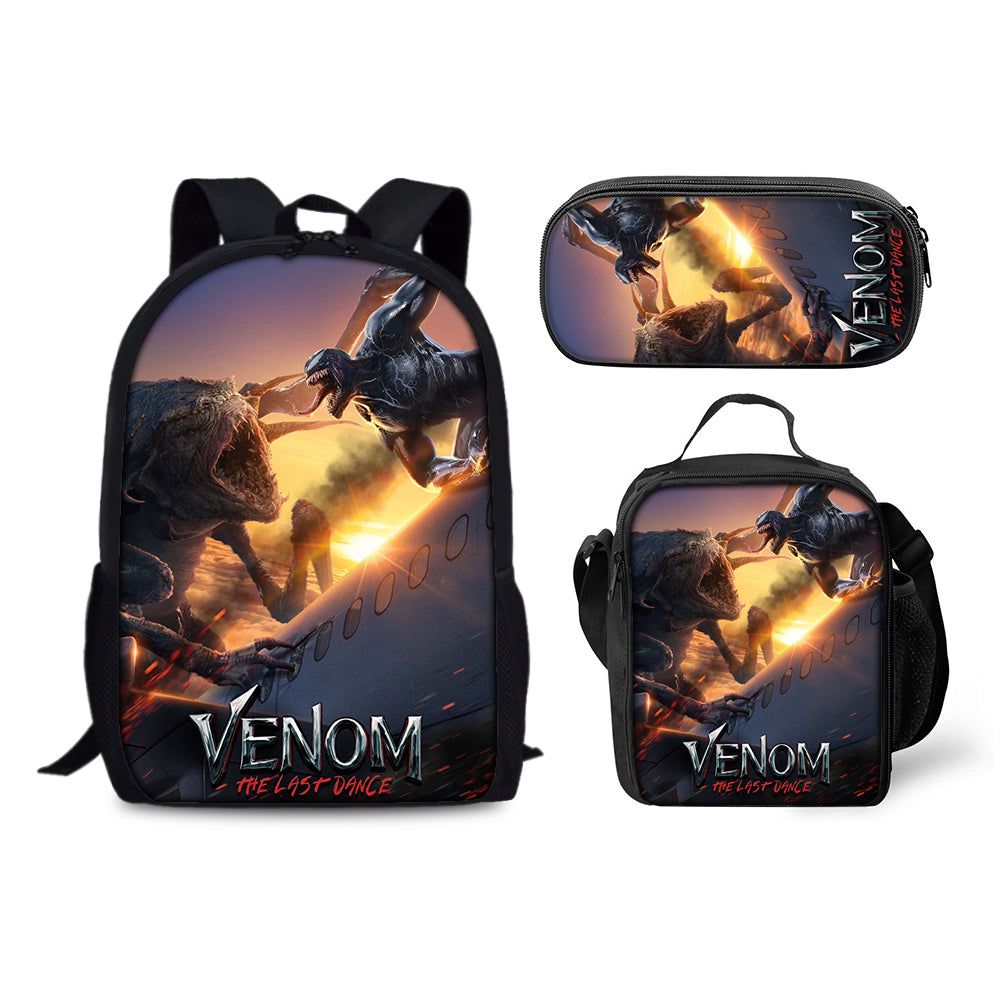 Venom The Last Dance Schoolbag Backpack Lunch Bag Pencil Case 3pcs Set Gift for Kids Students