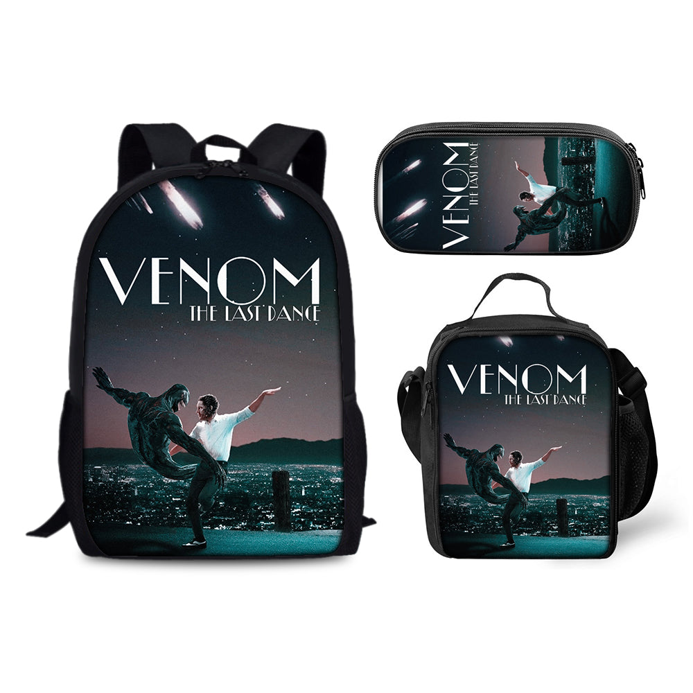 Venom The Last Dance Schoolbag Backpack Lunch Bag Pencil Case 3pcs Set Gift for Kids Students