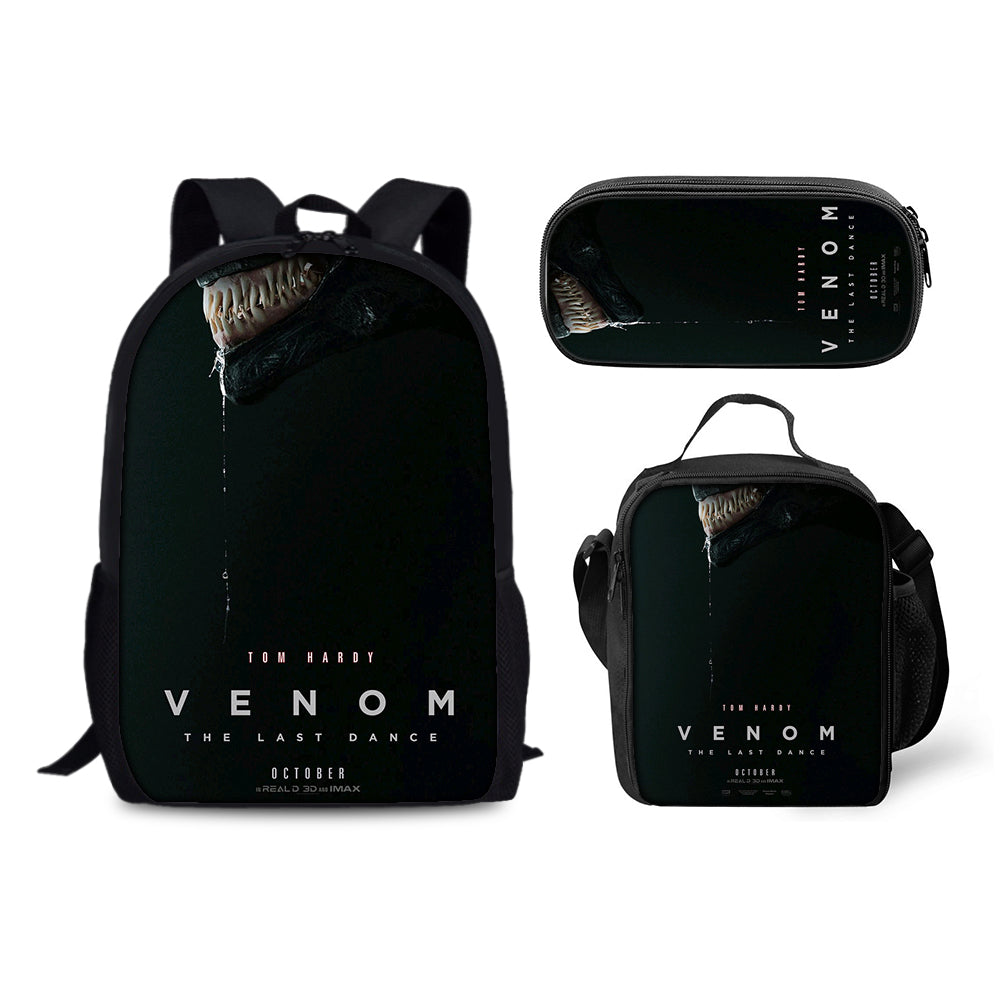 Venom The Last Dance Schoolbag Backpack Lunch Bag Pencil Case 3pcs Set Gift for Kids Students