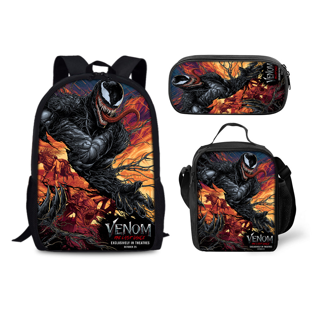 Venom The Last Dance Schoolbag Backpack Lunch Bag Pencil Case 3pcs Set Gift for Kids Students