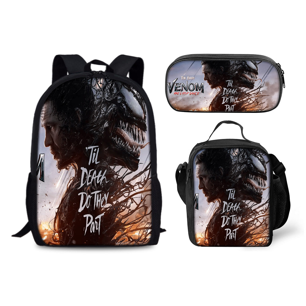 Venom The Last Dance Schoolbag Backpack Lunch Bag Pencil Case 3pcs Set Gift for Kids Students