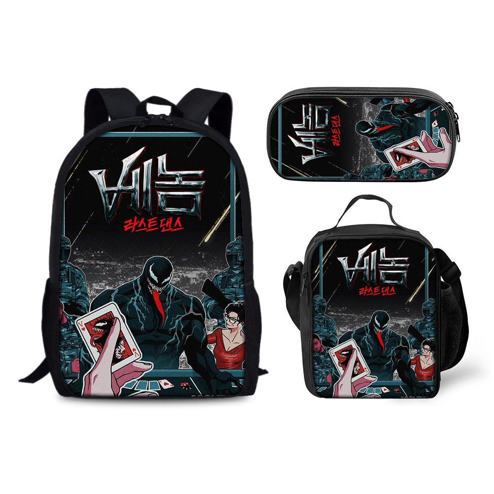 Venom The Last Dance Schoolbag Backpack Lunch Bag Pencil Case 3pcs Set Gift for Kids Students