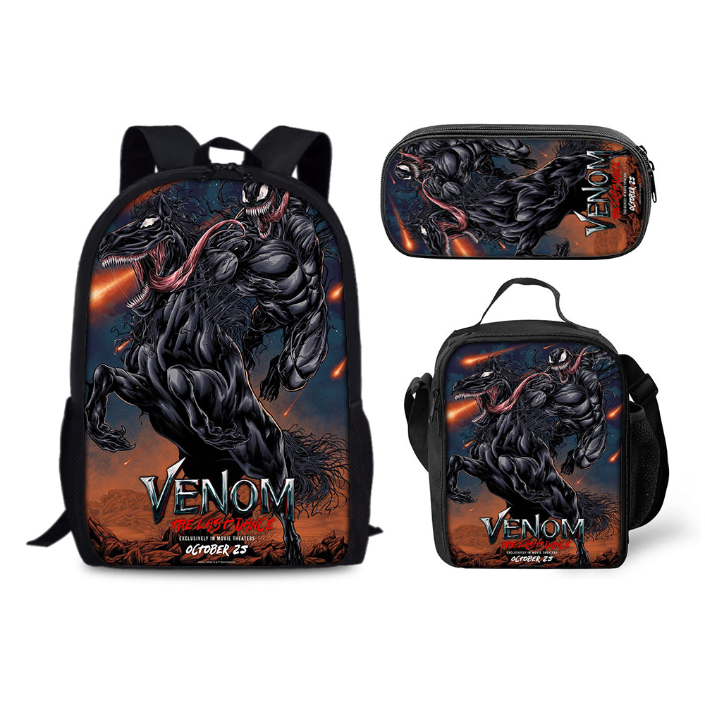 Venom The Last Dance Schoolbag Backpack Lunch Bag Pencil Case 3pcs Set Gift for Kids Students