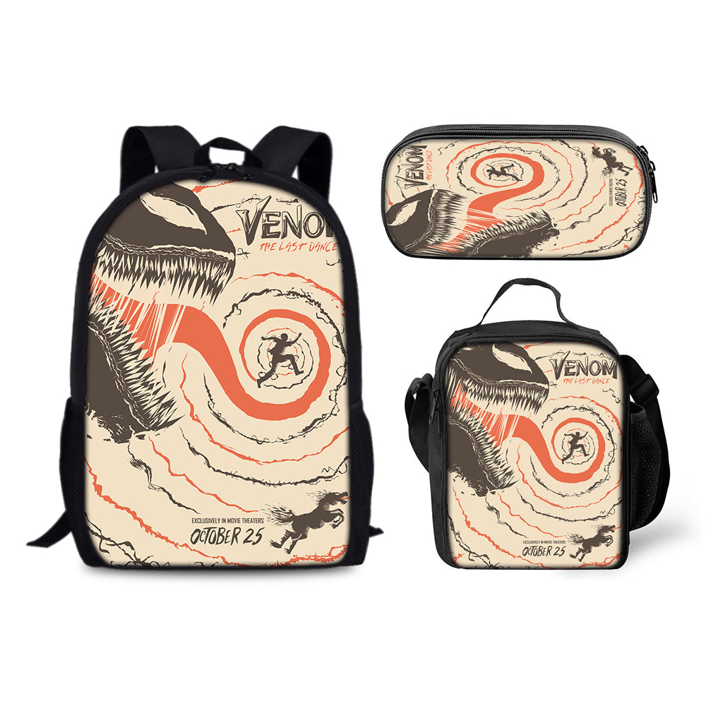 Venom The Last Dance Schoolbag Backpack Lunch Bag Pencil Case 3pcs Set Gift for Kids Students