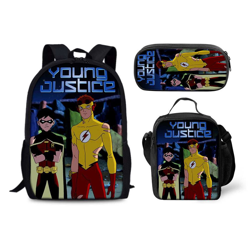 Young Justice Invasion Schoolbag Backpack Lunch Bag Pencil Case 3pcs Set Gift for Kids Students