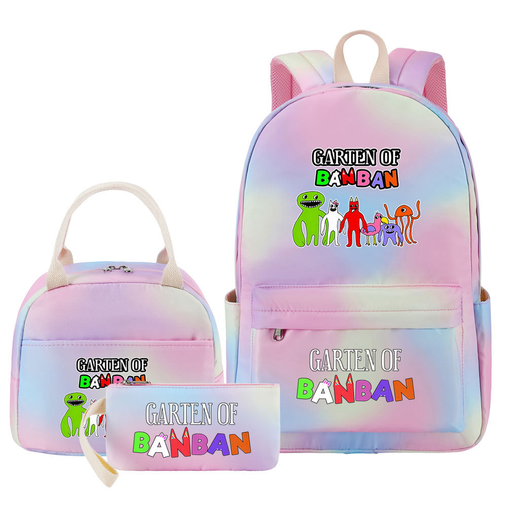 Garten of Banban Pink Starry Sky SchoolBag Backpack Lunch Box Bag Book Pencil Bags  3pcs Set