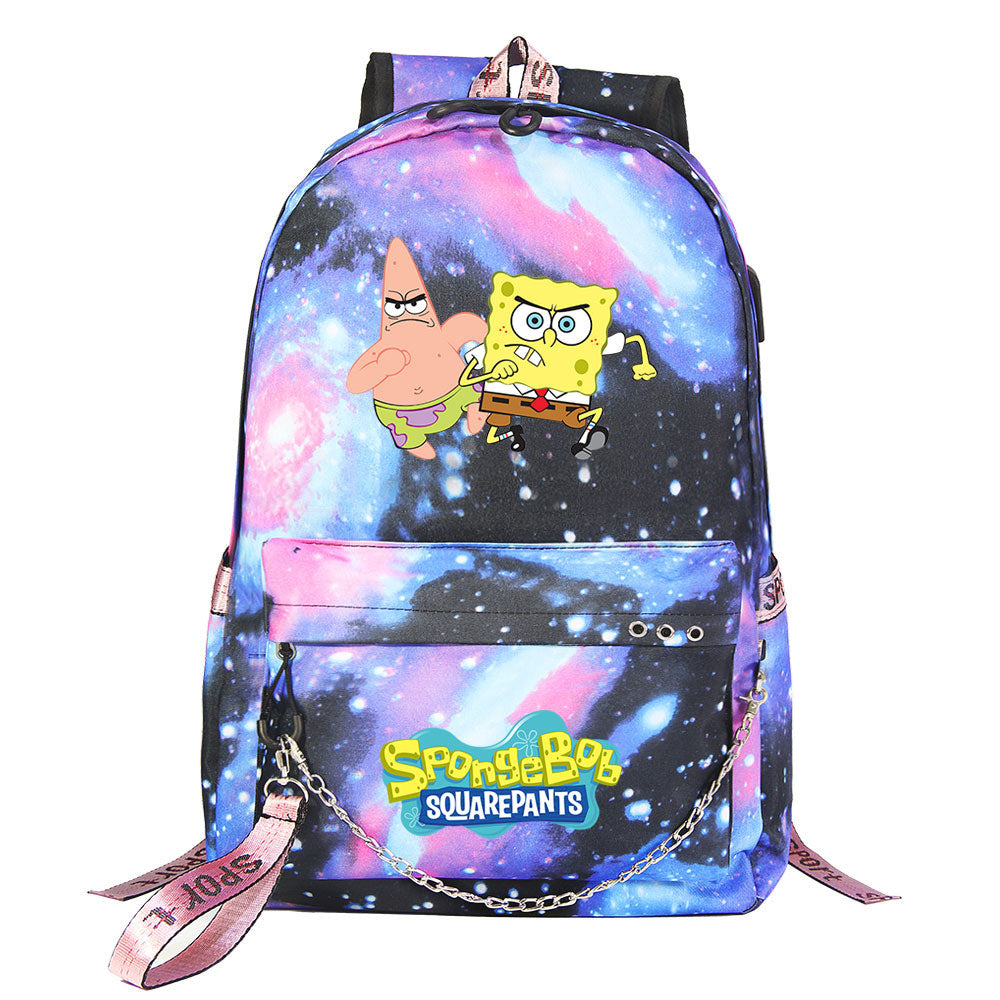 SpongeBob SquarePants  USB Charging Backpack Shoolbag Notebook Bag Gifts for Kids Students