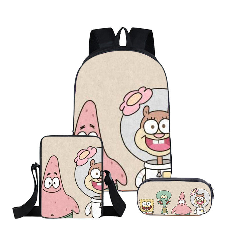 SpongeBob SquarePants Schoolbag Backpack Lunch Bag Pencil Case 3pcs Set Gift for Kids Students