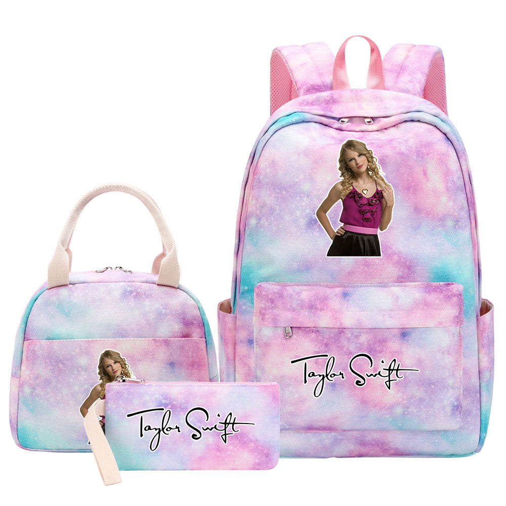 Taylor Swift Pink Starry Sky SchoolBag Backpack Lunch Box Bag Book Pencil Bags  3pcs Set