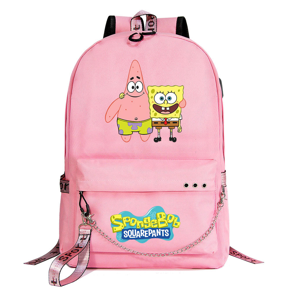 SpongeBob SquarePants  USB Charging Backpack Shoolbag Notebook Bag Gifts for Kids Students