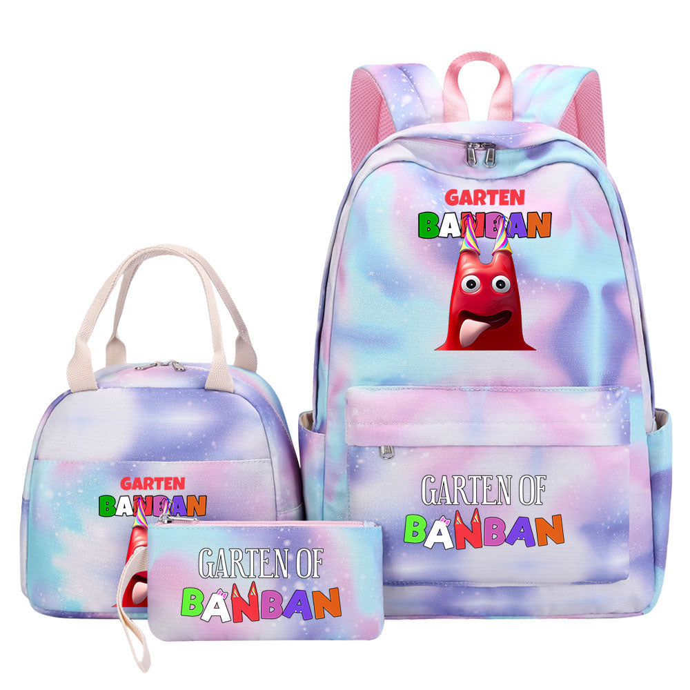 Garten of Banban Pink Starry Sky SchoolBag Backpack Lunch Box Bag Book Pencil Bags  3pcs Set