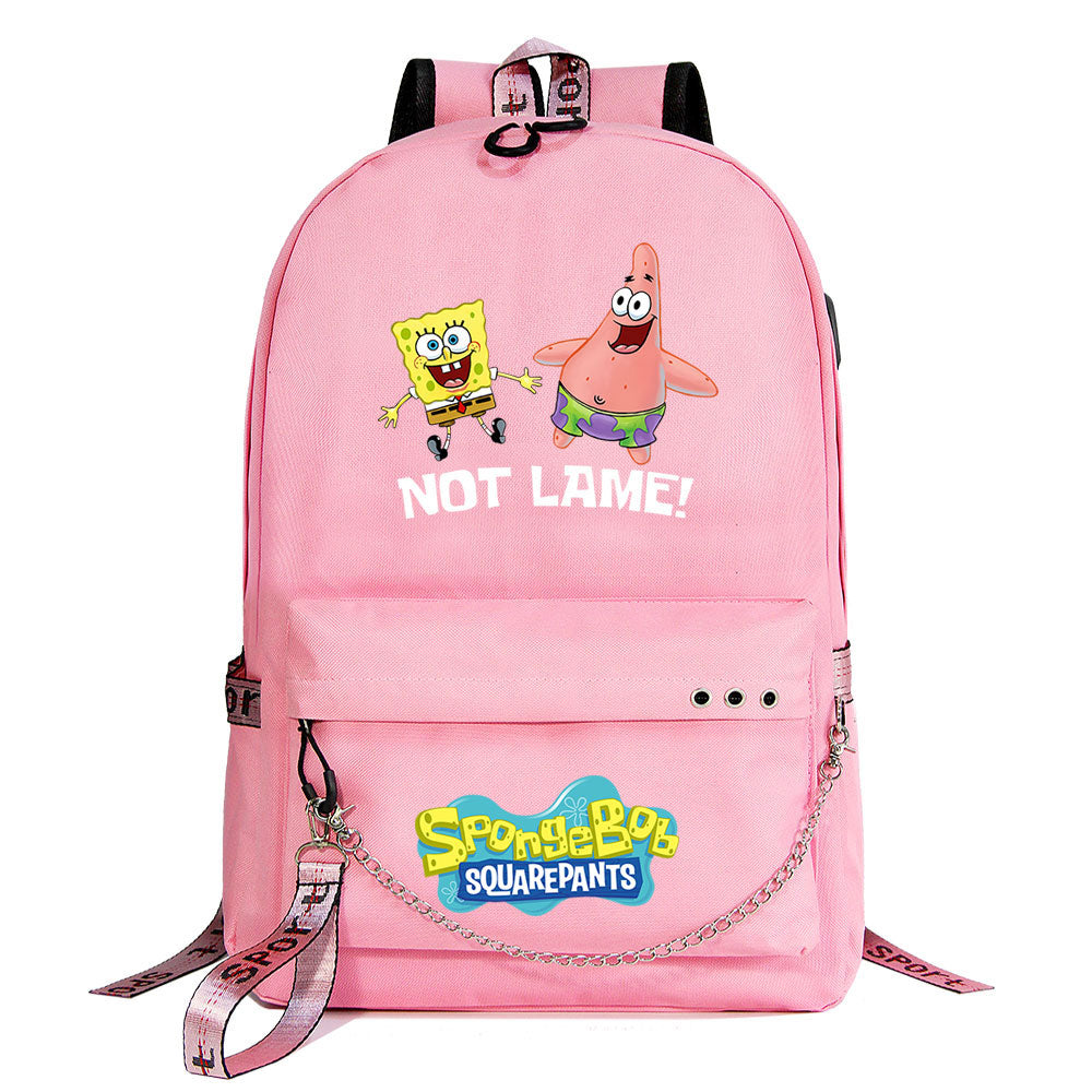 SpongeBob SquarePants  USB Charging Backpack Shoolbag Notebook Bag Gifts for Kids Students