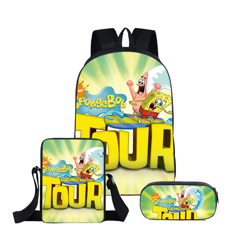 SpongeBob SquarePants Schoolbag Backpack Lunch Bag Pencil Case 3pcs Set Gift for Kids Students