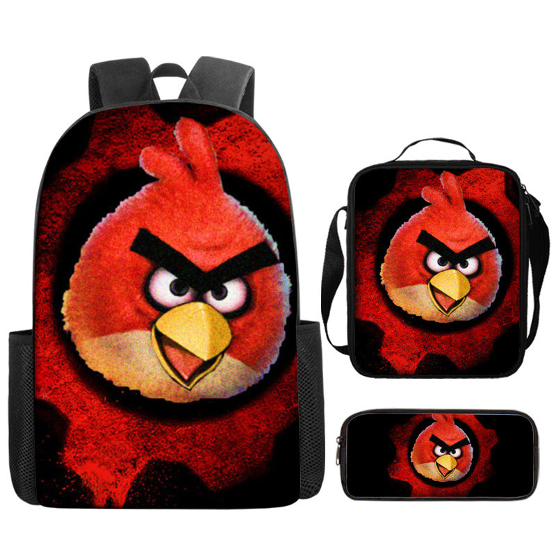 Angry Birds Schoolbag Backpack Lunch Bag Pencil Case 3pcs Set Gift for Kids Students