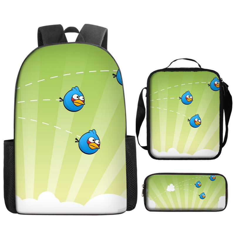 Angry Birds Schoolbag Backpack Lunch Bag Pencil Case 3pcs Set Gift for Kids Students