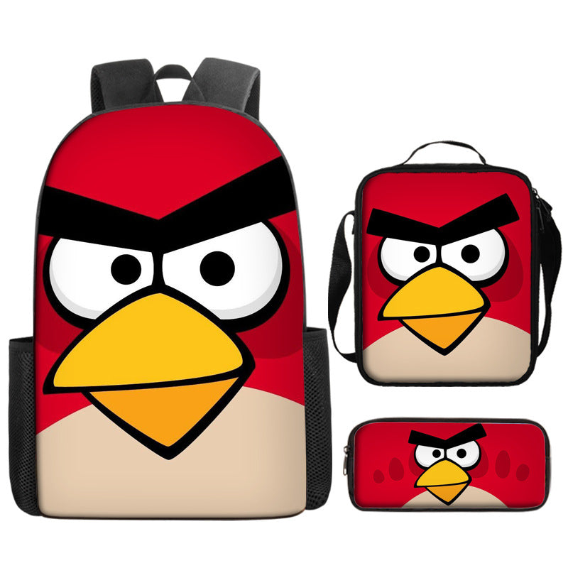 Angry Birds Schoolbag Backpack Lunch Bag Pencil Case 3pcs Set Gift for Kids Students