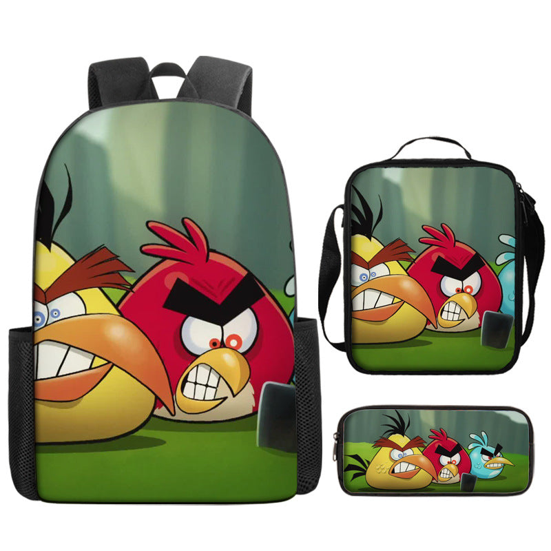 Angry Birds Schoolbag Backpack Lunch Bag Pencil Case 3pcs Set Gift for Kids Students