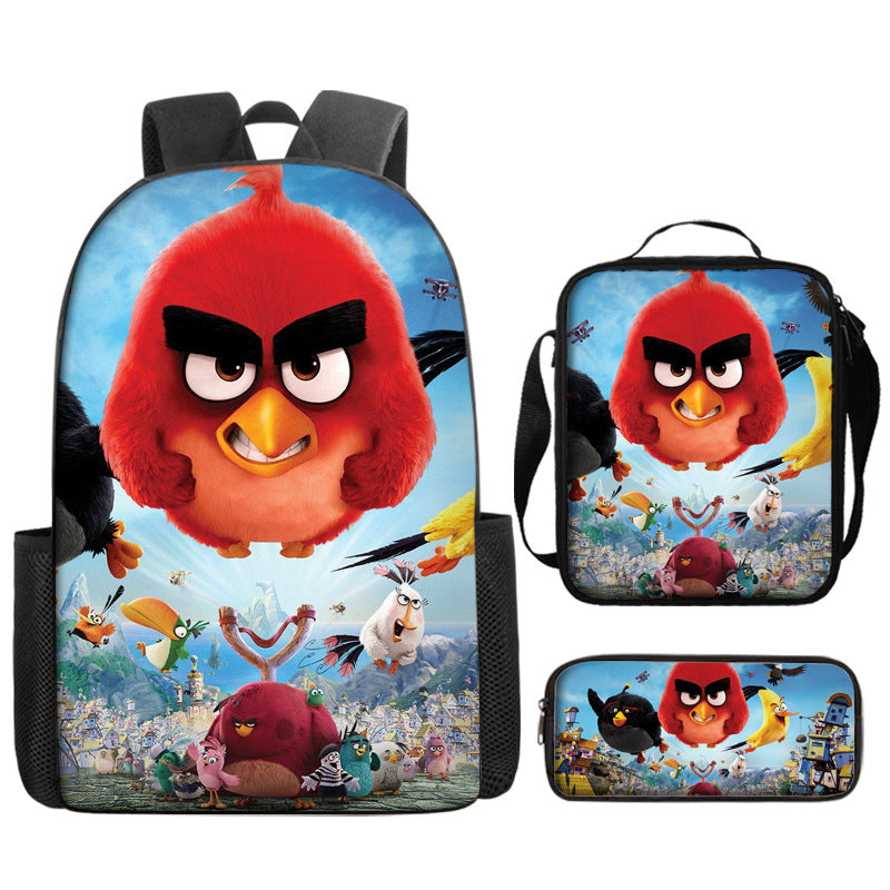 Angry Birds Schoolbag Backpack Lunch Bag Pencil Case 3pcs Set Gift for Kids Students