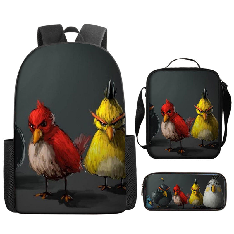 Angry Birds Schoolbag Backpack Lunch Bag Pencil Case 3pcs Set Gift for Kids Students